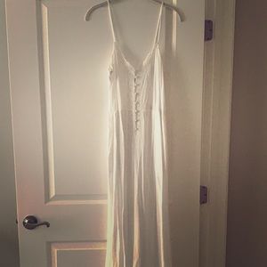 White Free People Wide leg Jumpsuit with pockets!